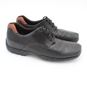 Cole Haan Oxford Mens 9.5 Black Brown Leather Lace Up Comfort Dress Casual Shoes